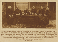 871913 Groepsportret van de zes broers en zussen Bakker te Utrecht, die samen 479 jaar oud zijn.